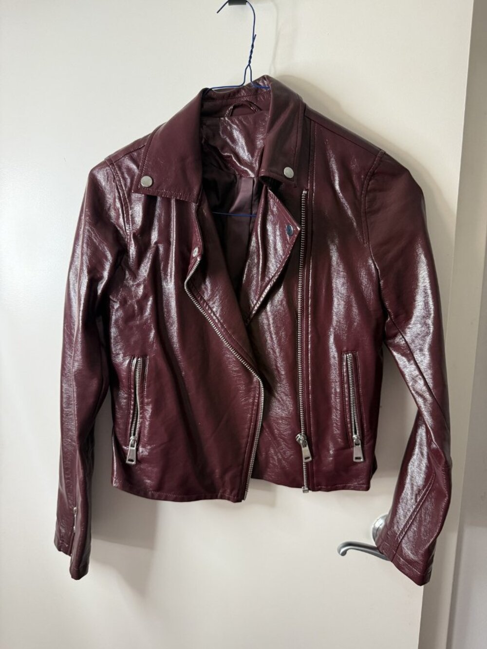 Oxblood Burgundy Leather Moto Jacket